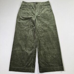 ANTHROPOLOGIE MAEVE Colette Corduroy Crop Wide-Leg Pants Womens 31P Dark Green
